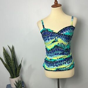 Boden Multicolor Tankini Swim Top Size 10 Adjustable/Removable Straps